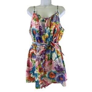 BOGO Sun Club By Catalina Swim Romper Vintage Floral Back Zip Shorts Scoop 14